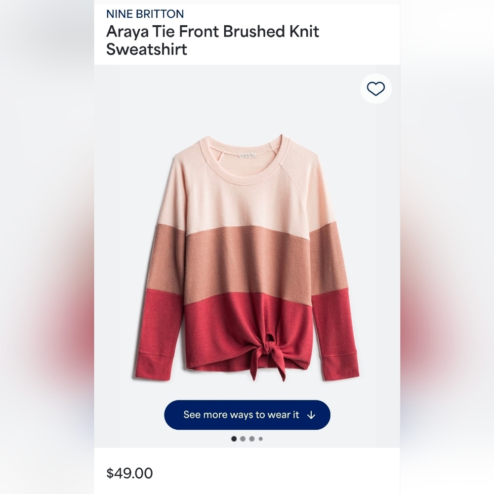 Araya Nine Britton Color Blocm Tie-Front Brushed Knit Sweatshirt